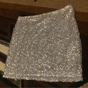 Silver sequins mini skirt